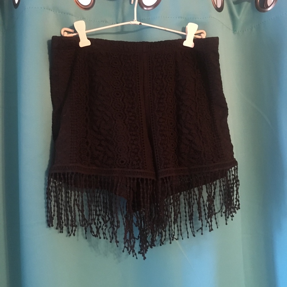 Express high waist fringe shorts